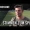 Die Stimmen zum Spiel (SpVg Flittard – RSV Urbach, U19 A-  Junioren, Sonderliga) | RHEINKICK.TV